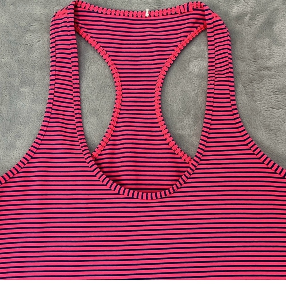Striped Pink Racerback Tank Top - Picture 2 of 5